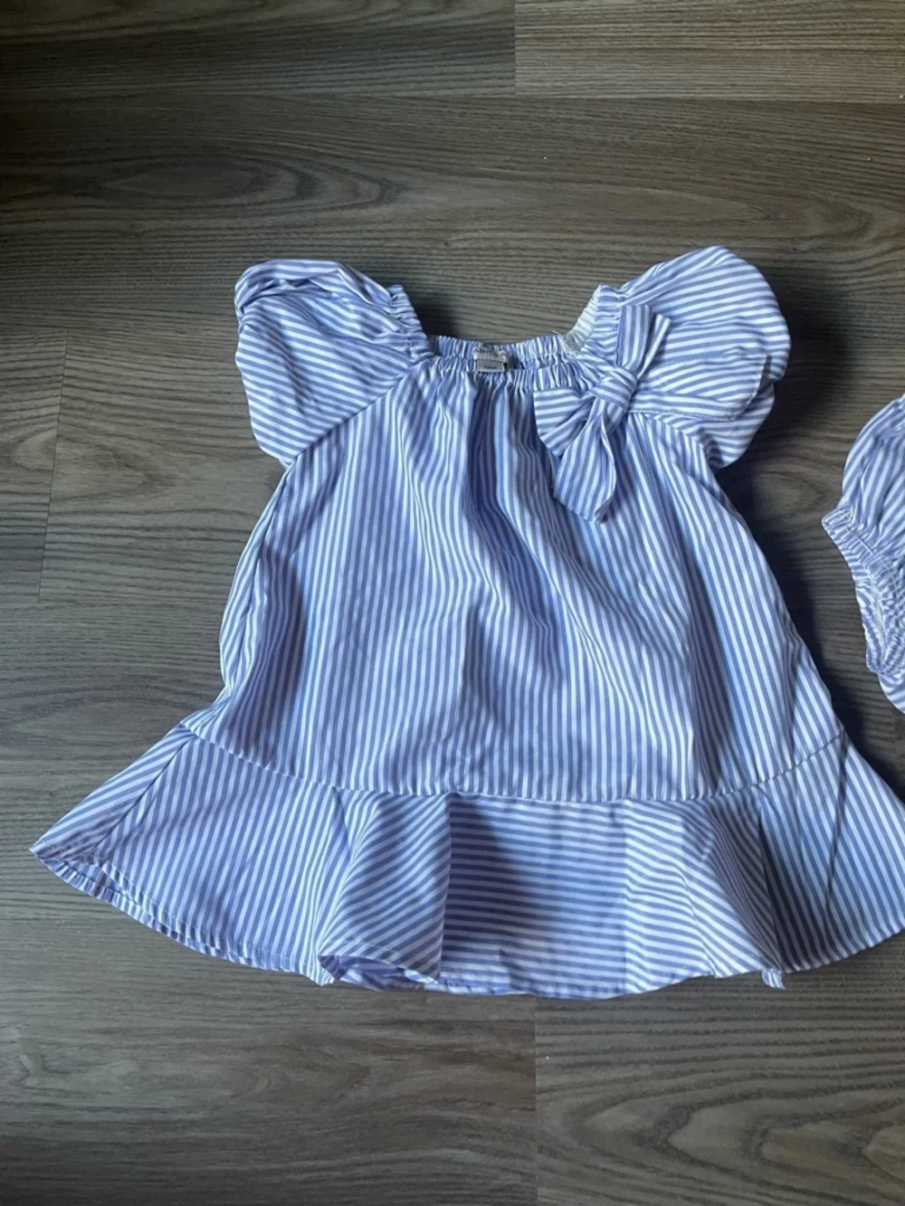 Habitual Girls 2-Piece Striped Dress & Bloomers Set Seersucker Coast Size 12 M